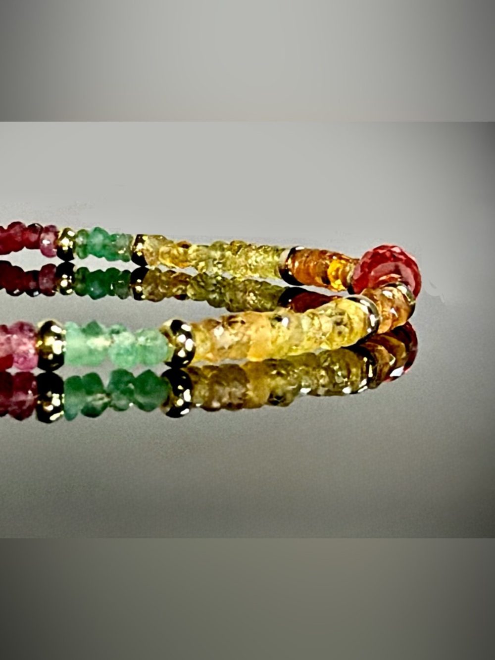 “RARE “ Multi-Colored Sapphire, Padparadscha Focal Bracelet in 14kt Gold Vermeil - Picture 4 of 11